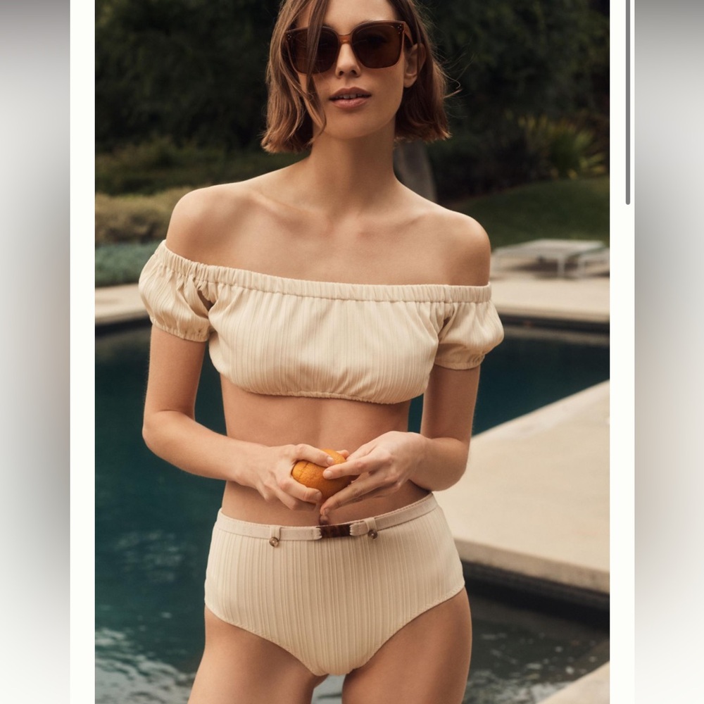 Love Stories Moonflower Belted Bikini Bottom in Off White N245-66